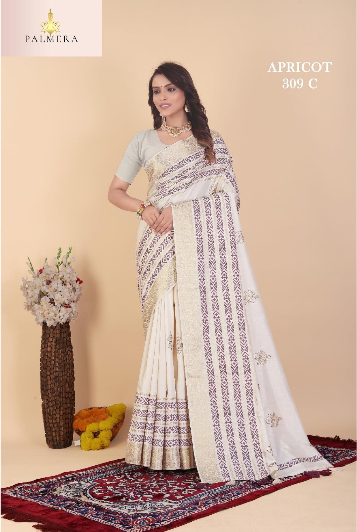Apricot Linen Saree with Blouse for Premium Ethnic and Designer Wear | ALL-APRICOT-309