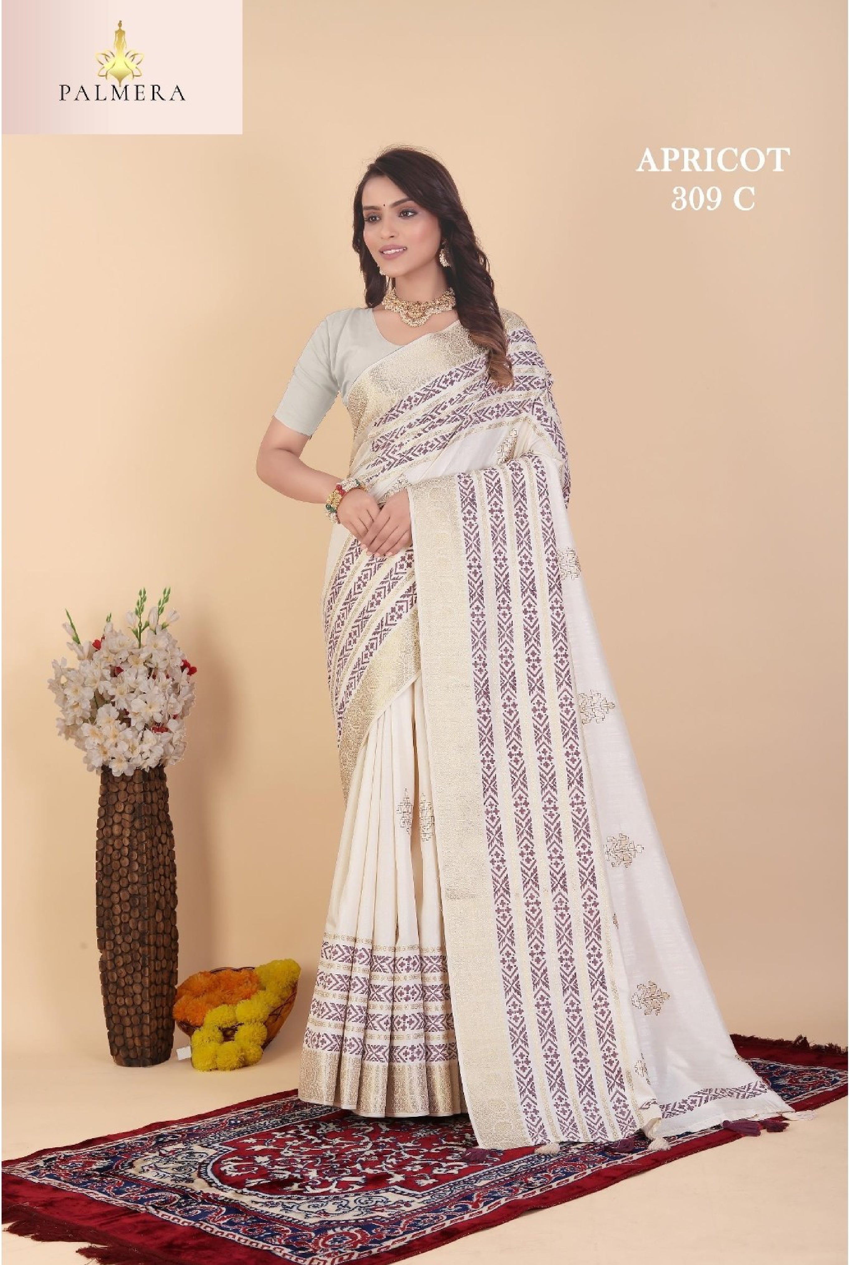 Apricot Linen Saree with Blouse for Premium Ethnic and Designer Wear | ALL-APRICOT-309