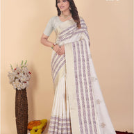 Apricot Linen Saree with Blouse for Premium Ethnic and Designer Wear | ALL-APRICOT-309