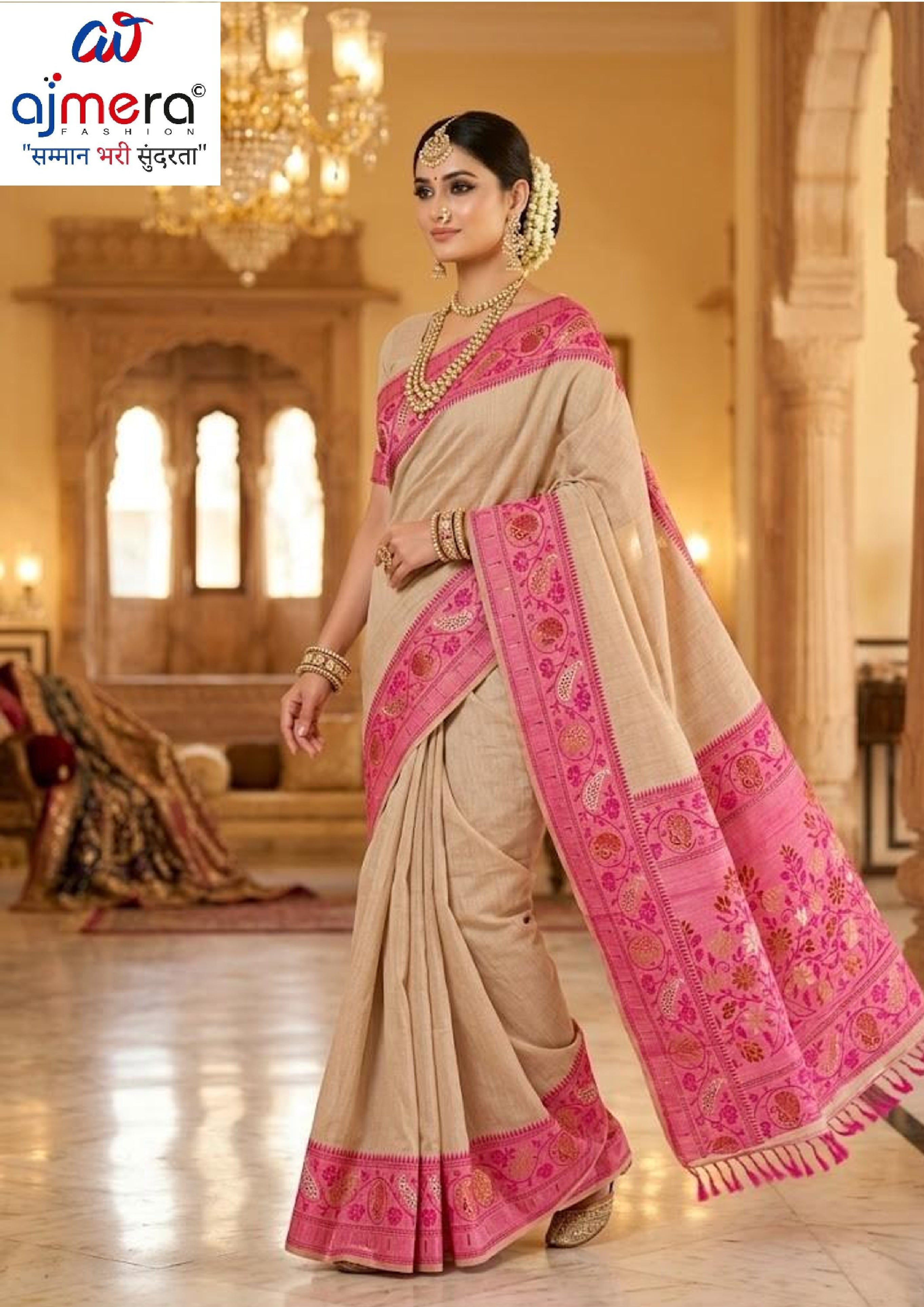 Luxury Jacquard Silk Saree with Blouse Piece for Wedding & Party Wear | TUL-AARADHNA COTTON
