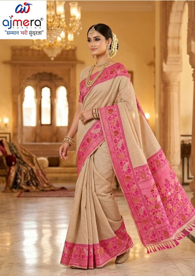 Luxury Jacquard Silk Saree with Blouse Piece for Wedding & Party Wear | TUL-AARADHNA COTTON