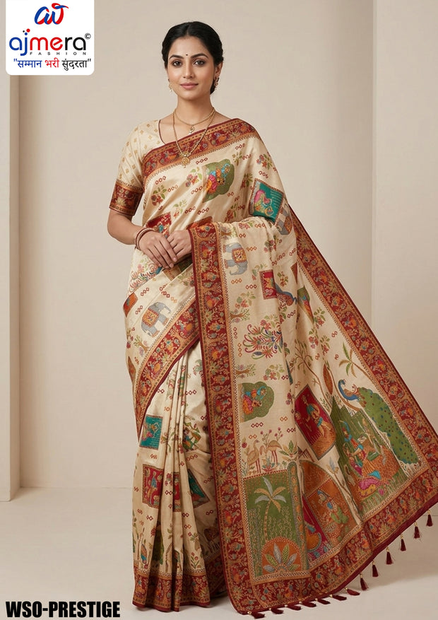 Designer Weave Jacquard Silk Saree With Blouse Piece | WSO-PRESTIGE