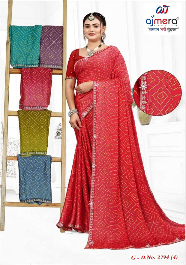 Elegant Printed Saree with Designer Blouse Piece for Festive Wear  | SSR-SATYALAXMI