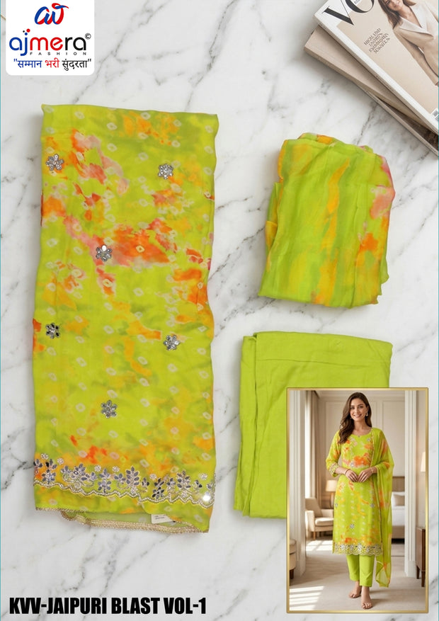 Premium Organza Unstitched Suit Set | KVV-JAIPURI BLAST VOL-1