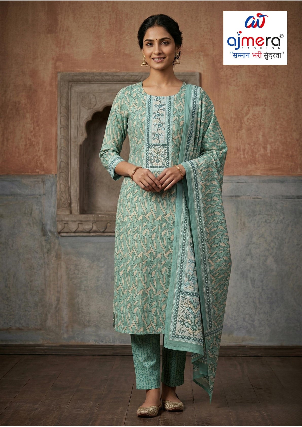 Premium Cotton Unstitched Suit Set | NCY-KAVYA
