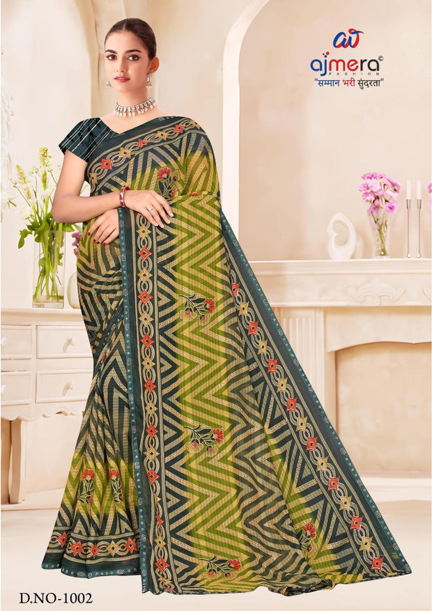 Stylish Printed Saree with Blouse Piece for Traditional Celebrations  | SNR-DHURANDHAR