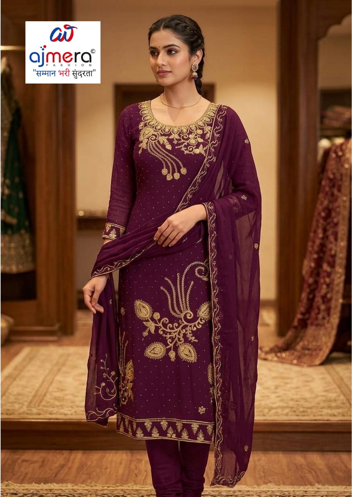 Premium Georgette Work Unstitched Suit Set | DAF-GEORGETTE WORK