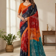 Fancy Print Loose Saree with Blouse for Premium Ethnic and Traditional Wear | BMS-OM SHANTI