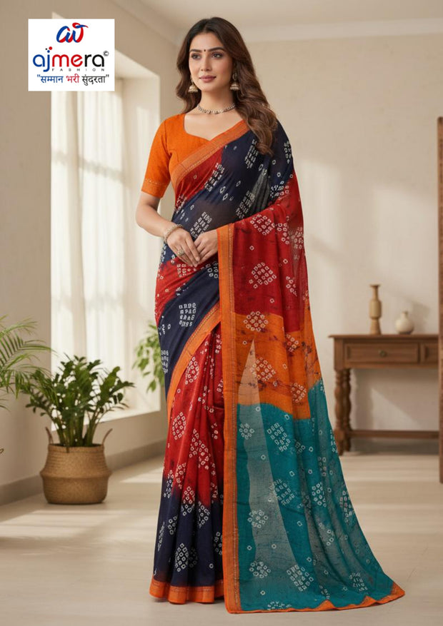 Fancy Print Loose Saree with Blouse for Premium Ethnic and Traditional Wear | BMS-OM SHANTI