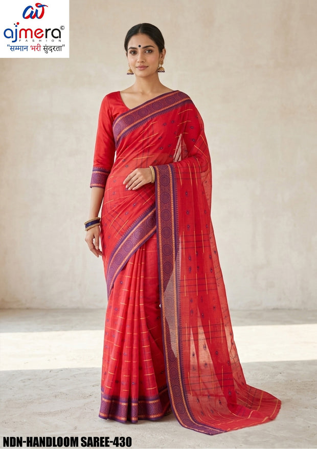 Daily Wear Cotton Saree with Without Blouse for Premium Ethnic and Traditional Wear | NDN-HANDLOOM SAREE-430