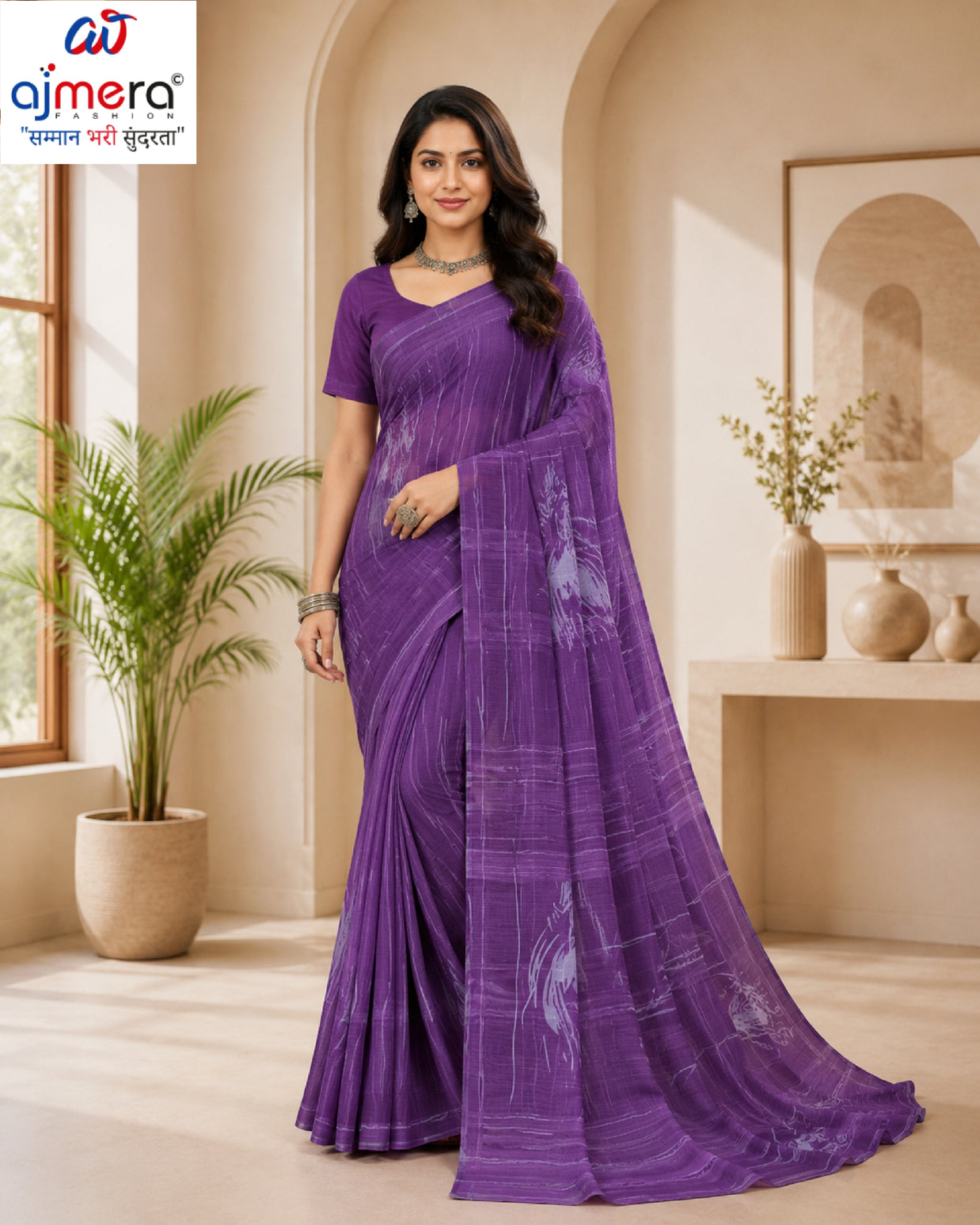 Weightless Print Loose Saree with Blouse for Premium Ethnic and Traditional Wear | CAS-DIAMOND CITY