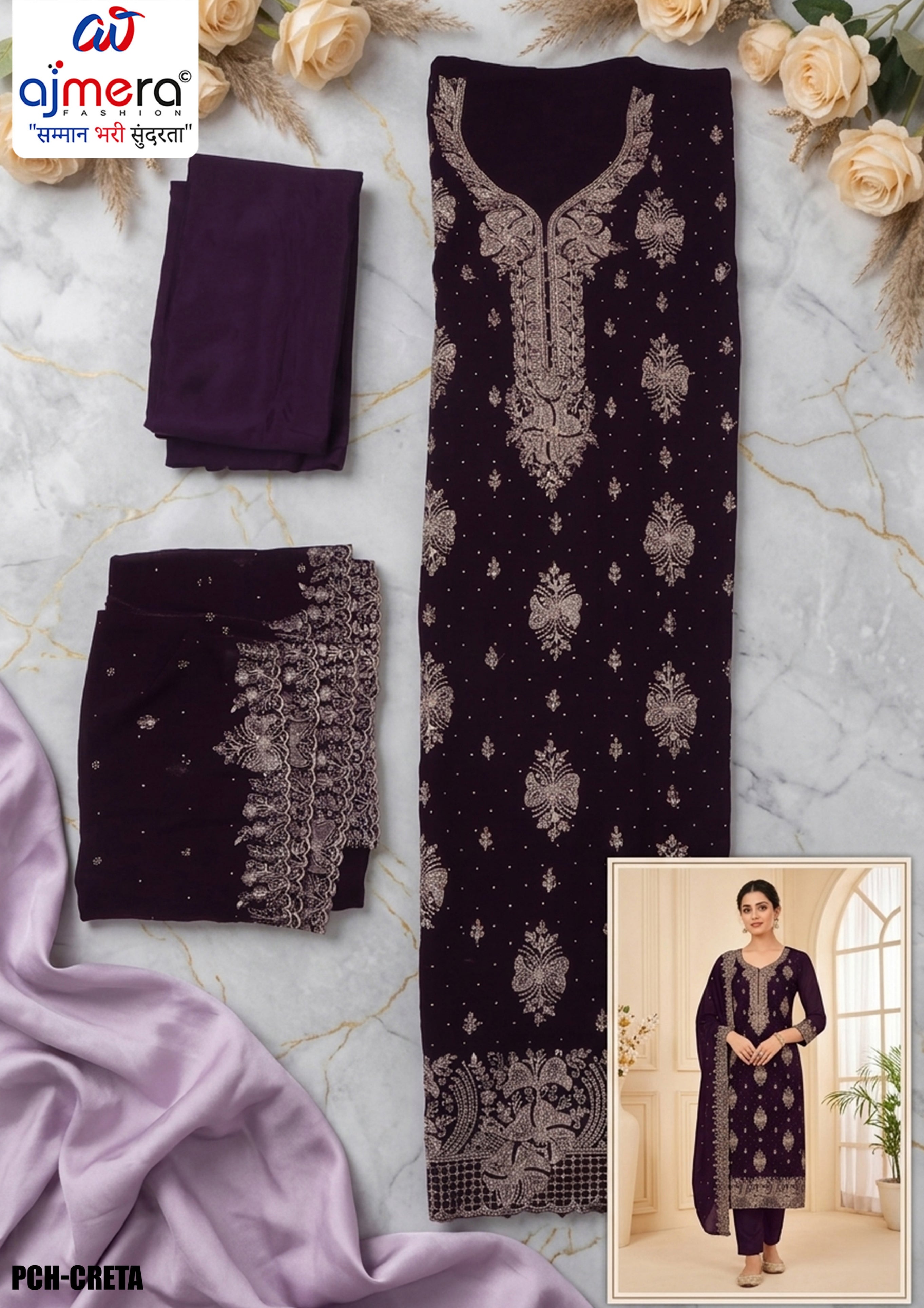 Premium Fox Unstitched Dress Material | PCH-CRETA