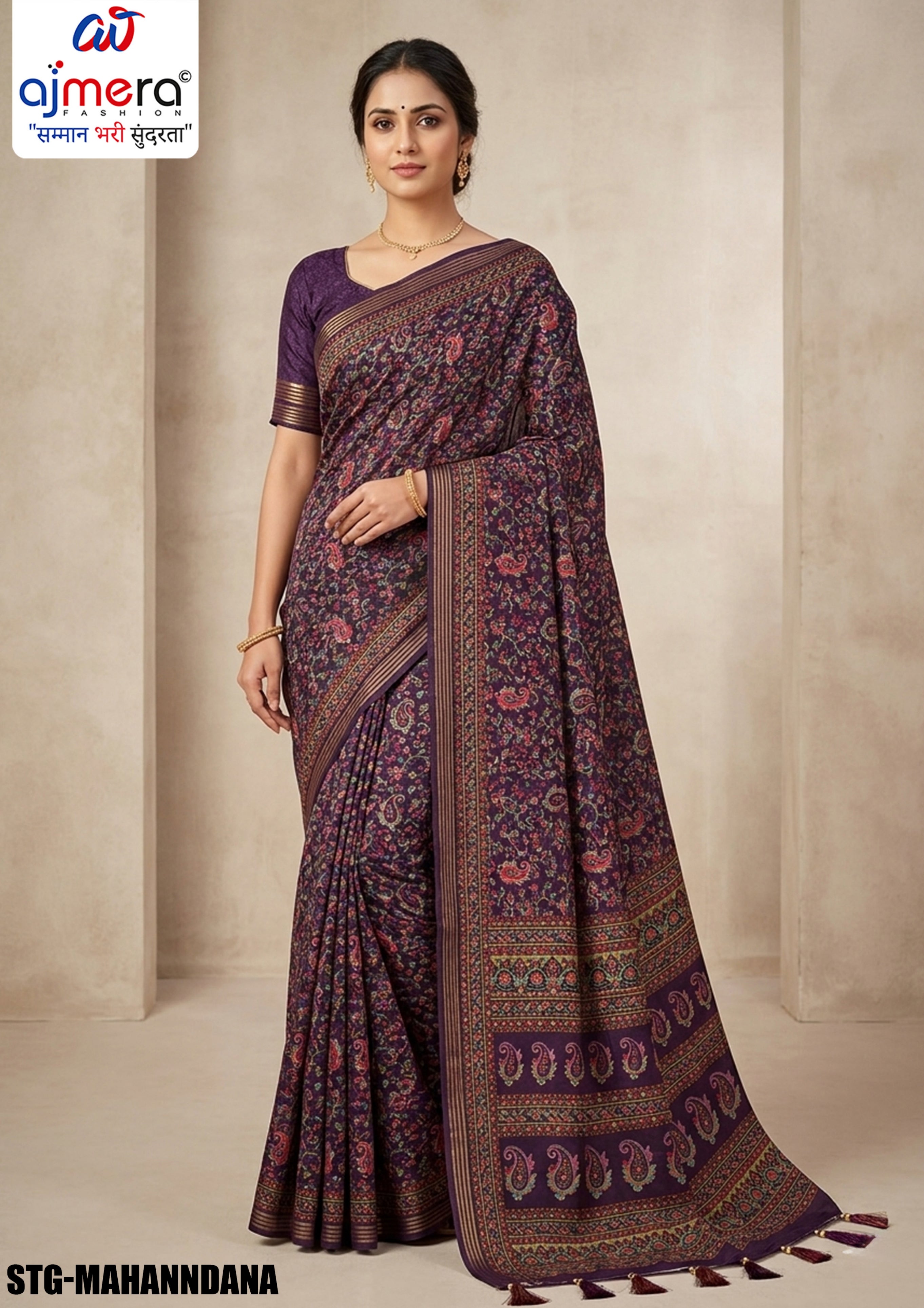 Silk Digital Printed Saree with Blouse Piece for Premium Ethnic and Traditional Wear | STG-MAHANDANA