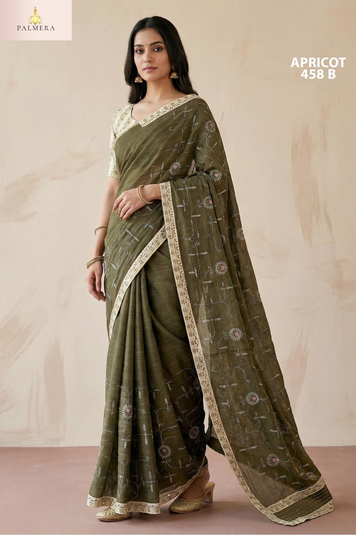 Apricot Khadi Saree with Blouse for Premium Ethnic and Designer Wear | ALL-APRICOT-458