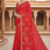 New Dyed Matching Saree Design with Blouse Piece for Premium Ethnic and Traditional Wear | VKM-KESARI