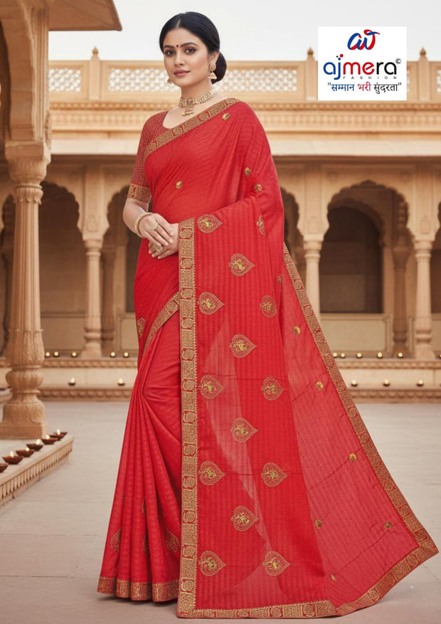 New Dyed Matching Saree Design with Blouse Piece for Premium Ethnic and Traditional Wear | VKM-KESARI