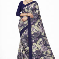 Linen Jari Print Loose Saree with Blouse for Premium Ethnic and Traditional Wear | SBI-SATIN SILK