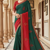 Dyed Matching Saree Exporter with Blouse Piece for Premium Ethnic and Traditional Wear | TIK-VIPRA