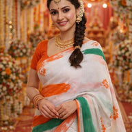Designer Printed Saree with Blouse Piece for Special Occasions  | YDP-TIRANGA
