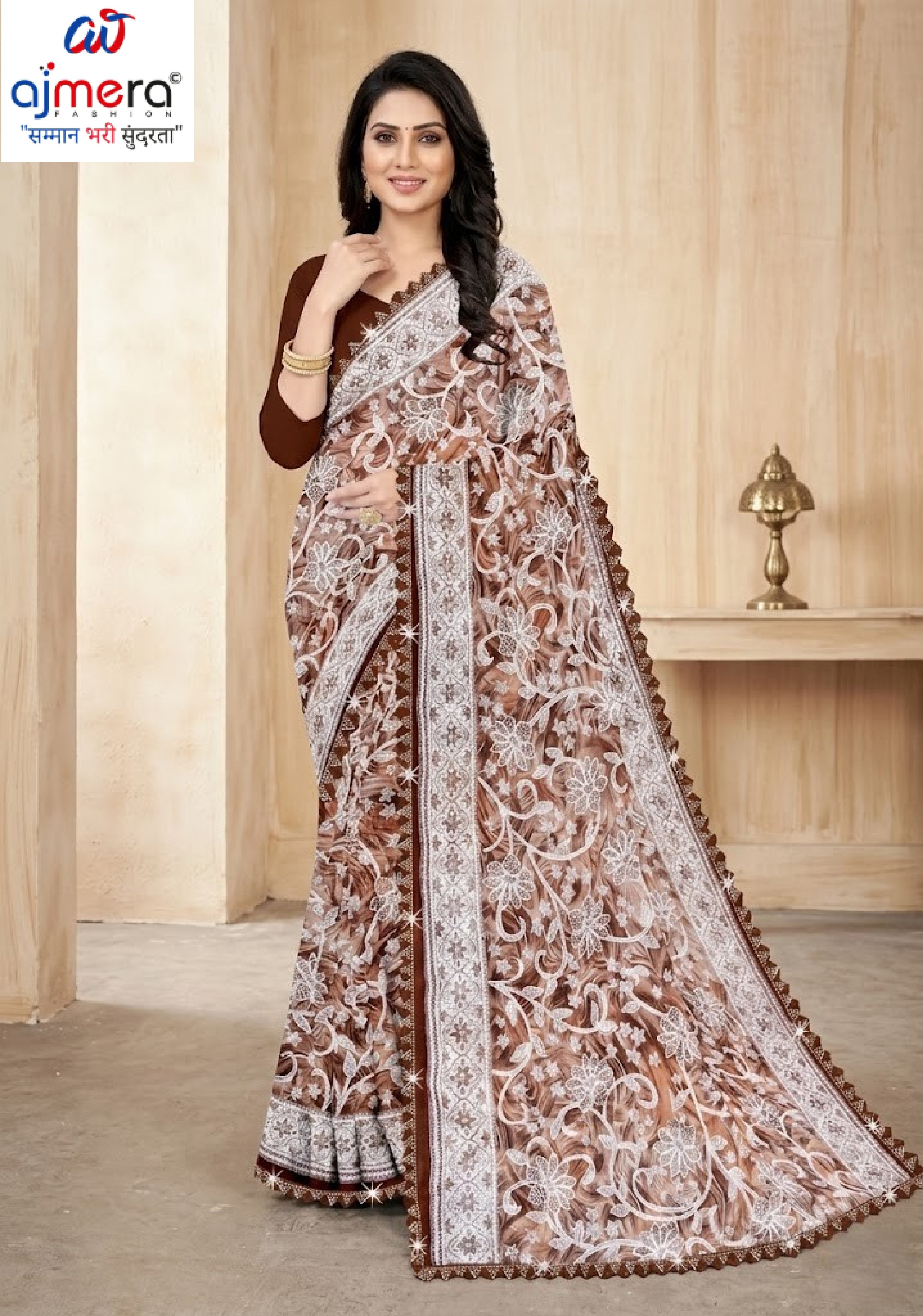 Elegant Printed Saree with Designer Blouse Piece for Festive Wear  | CAS-ZHIL MIL
