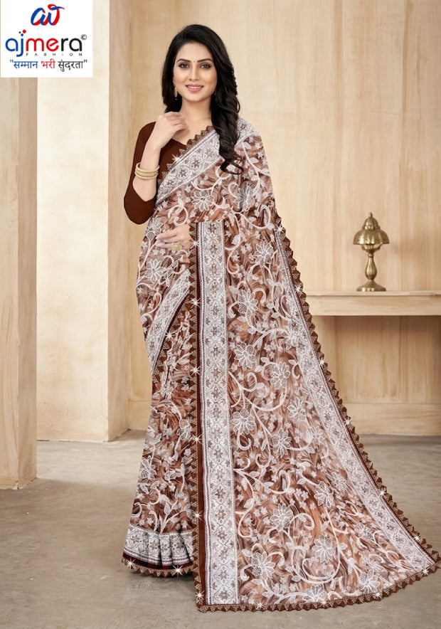 Elegant Printed Saree with Designer Blouse Piece for Festive Wear  | CAS-ZHIL MIL