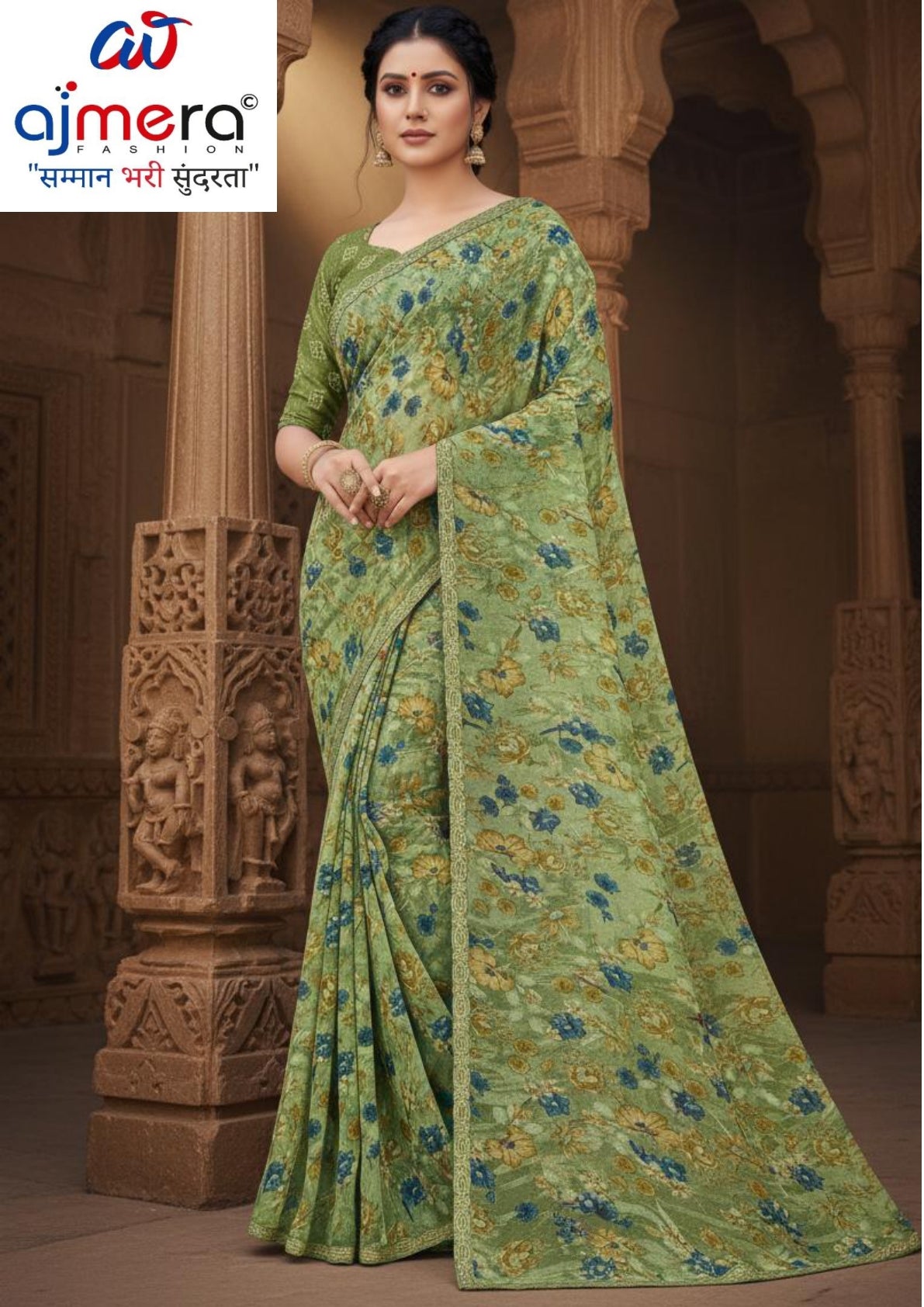 Chic Printed Saree with Blouse Piece for Sophisticated Ethnic Style | GLC-MANJU