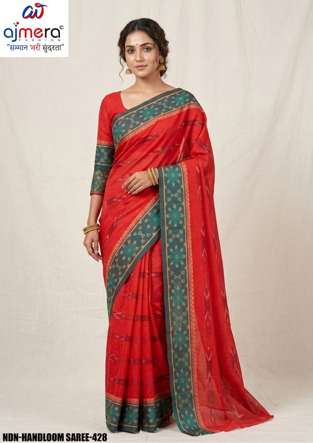 Handloom Cotton Saree with Without Blouse for Premium Ethnic and Traditional Wear | NDN-HANDLOOM SAREE-428