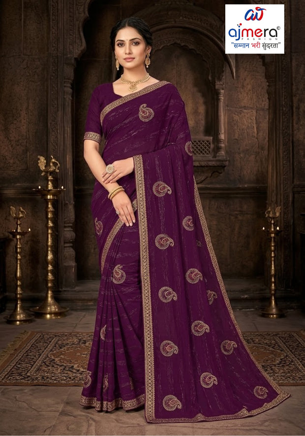 Rimzim Satin Dyed Matching Saree with Blouse Piece for Premium Ethnic and Traditional Wear | VKM-HIGH COURT
