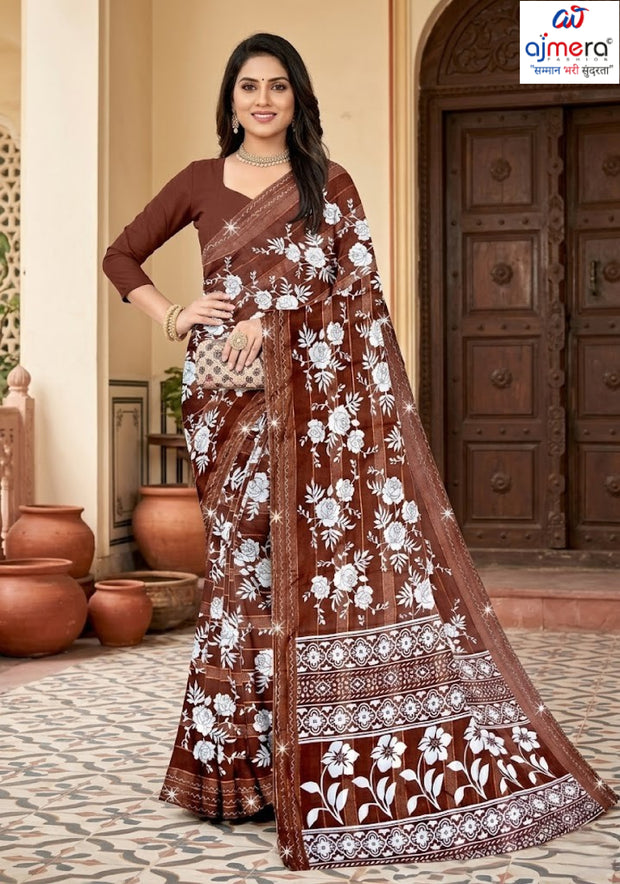 Exclusive Printed Saree with Blouse Piece for Elegant Ethnic Look  | CAS-FRESH FLOWER