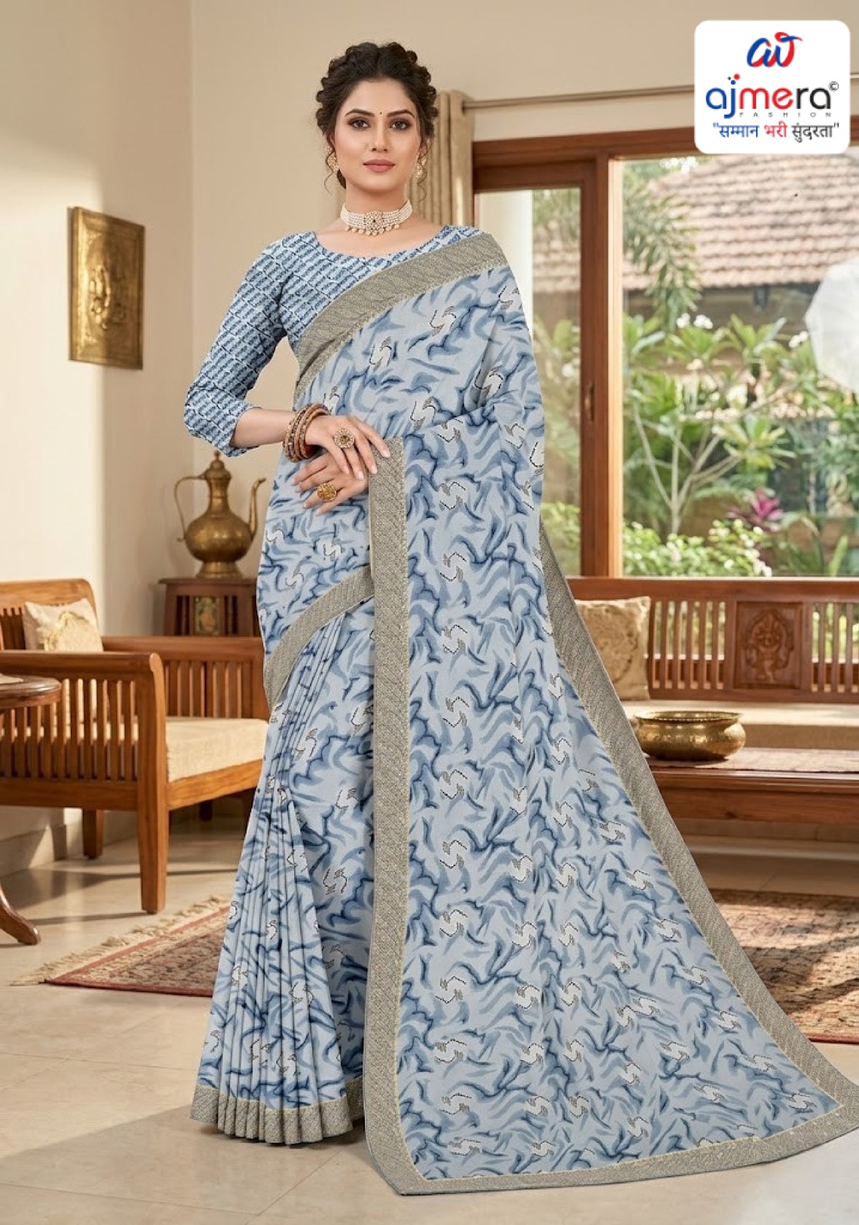 Zomato Print Loose Saree with Blouse for Premium Ethnic and Traditional Wear | CAS-INK POINT