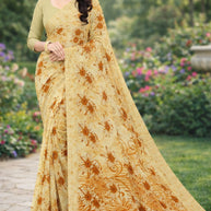 Reniyal Print Loose Saree with Blouse for Premium Ethnic and Traditional Wear | SGR-PADMA