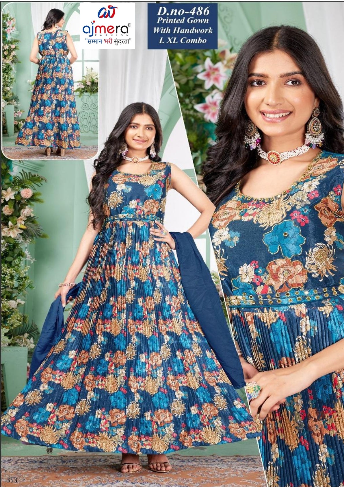 Designer Chinon Gown for Women | KRU-486