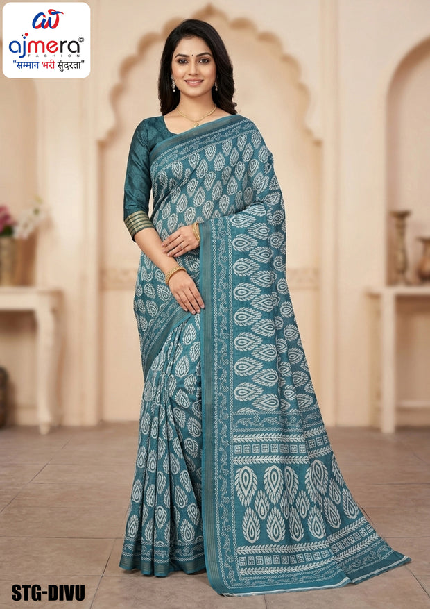 Digital Print Saree with Blouse Piece for Premium Ethnic and Traditional Wear | STG-DIVU