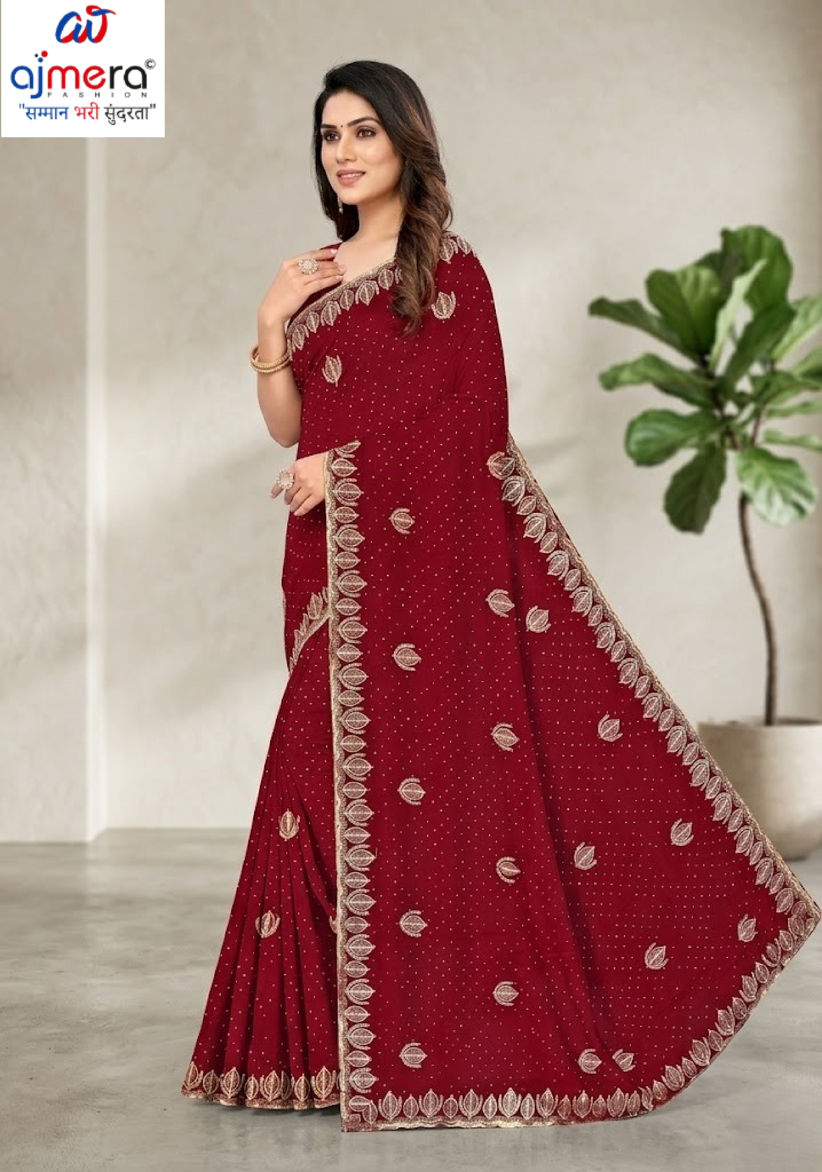 Glamorous Rapier Silk Matching Saree With Blouse Piece | VKM-OCEN