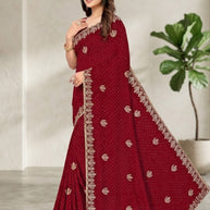 Glamorous Rapier Silk Matching Saree With Blouse Piece | VKM-OCEN