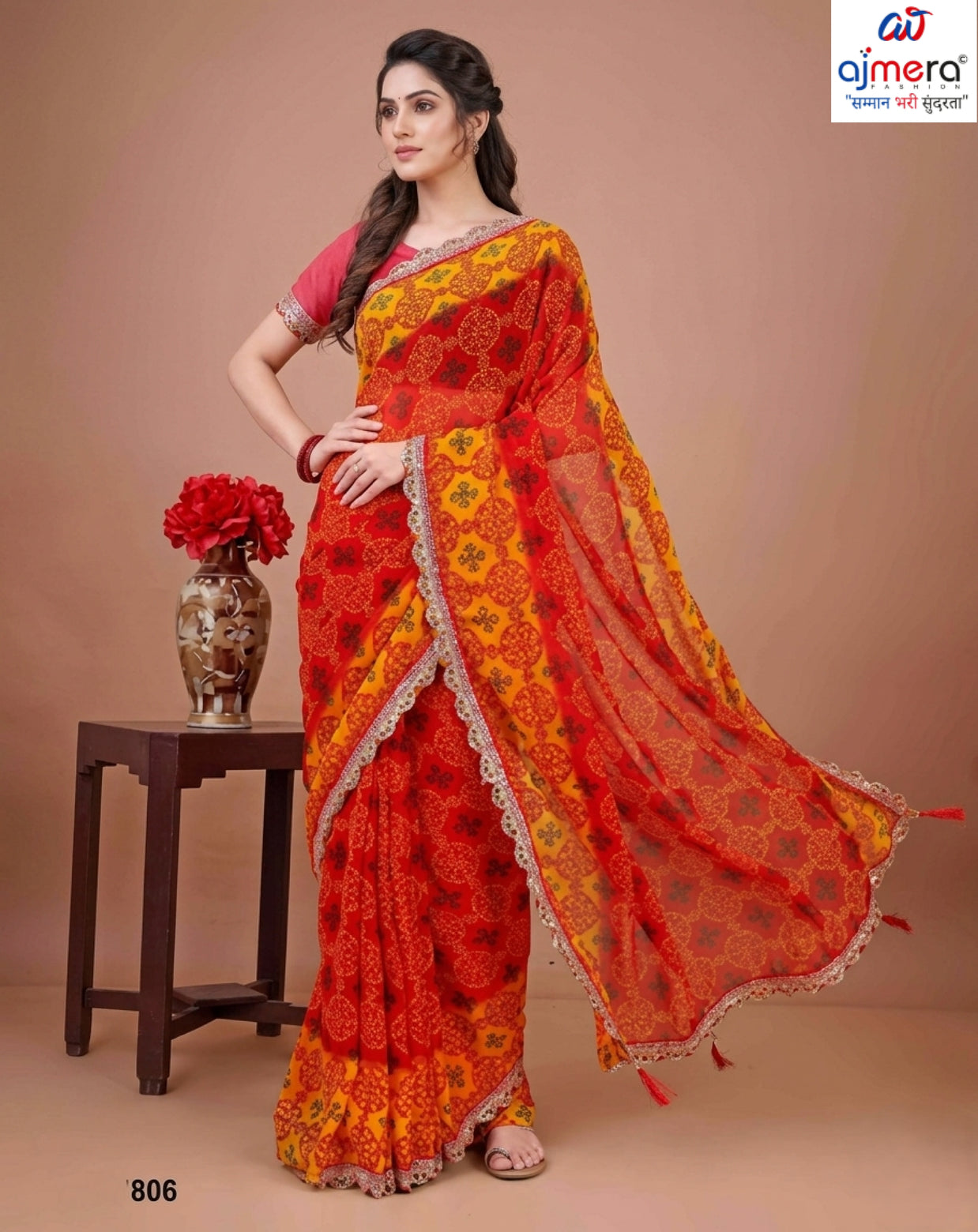 Elegant Printed Saree with Designer Blouse Piece for Festive Wear | JS-KESAR