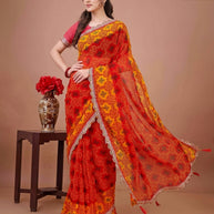 Elegant Printed Saree with Designer Blouse Piece for Festive Wear | JS-KESAR