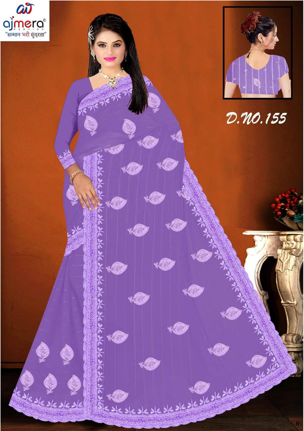 Georgette Dyed Matching Saree with Blouse Piece for Premium Ethnic and Traditional Wear | RRJ-SAWAN-1