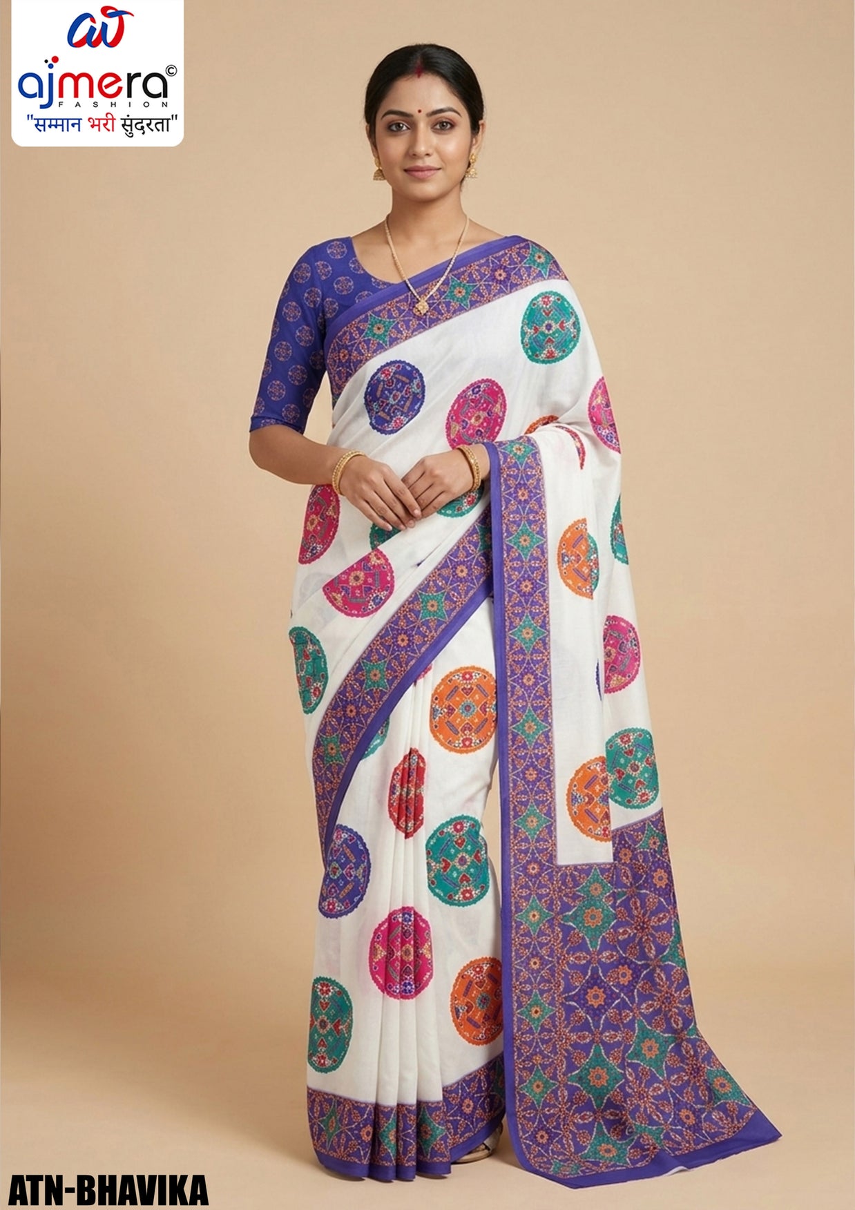 Traditional Cotton Saree with Blouse Piece for Premium Ethnic and Traditional Wear | ATN-BHAVIKA