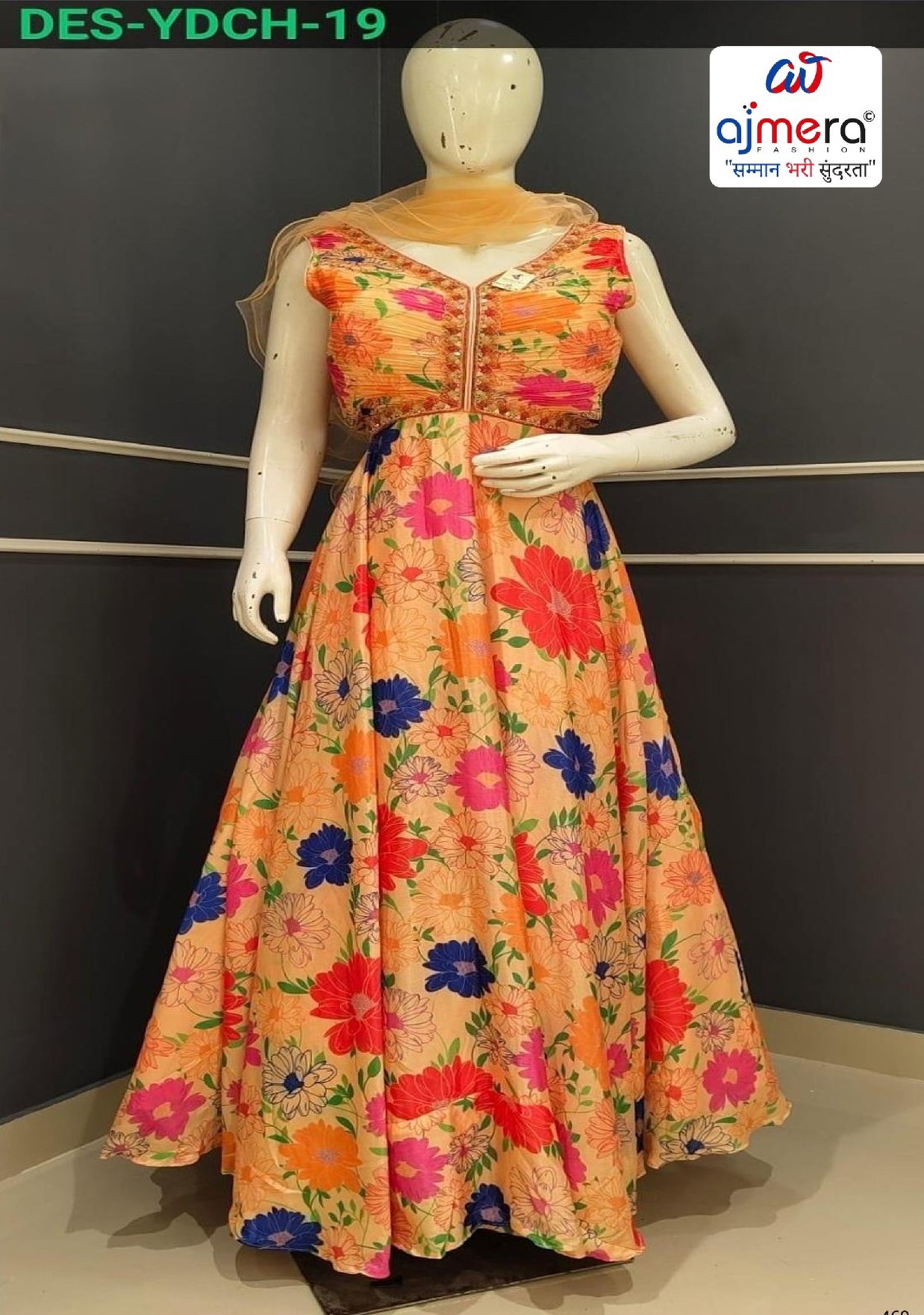 Designer Chinon Gown for Women | YVD-YDCH19P