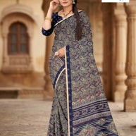 Elegant Printed Saree with Designer Blouse Piece for Festive Wear  | GLC-SILVER GOLD