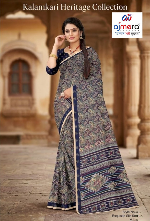 Elegant Printed Saree with Designer Blouse Piece for Festive Wear  | GLC-SILVER GOLD