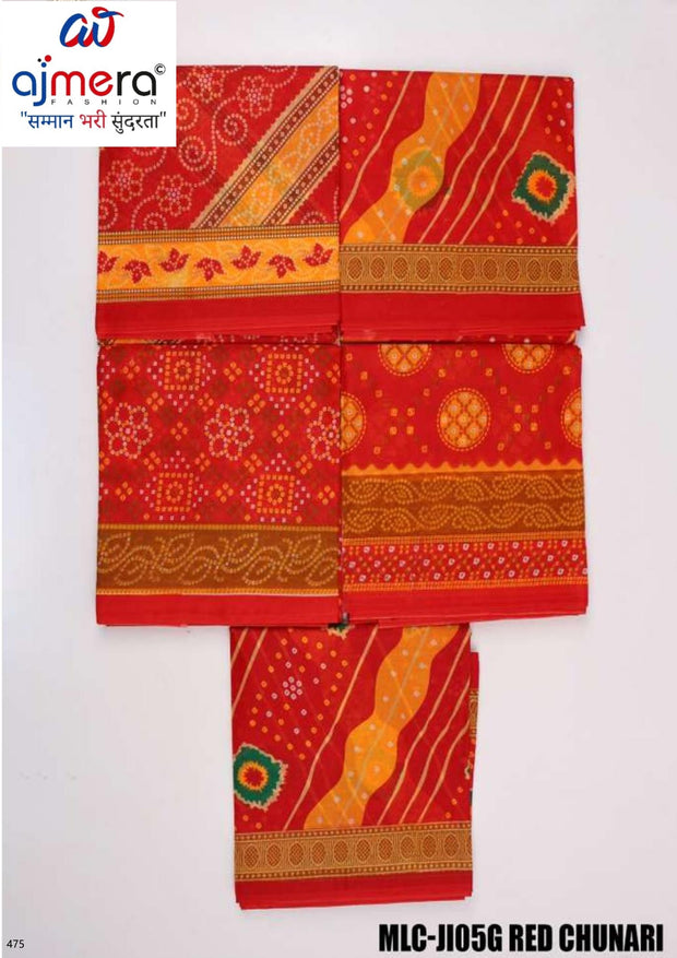 Suti Cotton Saree with Without Blouse for Premium Ethnic and Traditional Wear | MLC-JIO5G RED CHUNARI