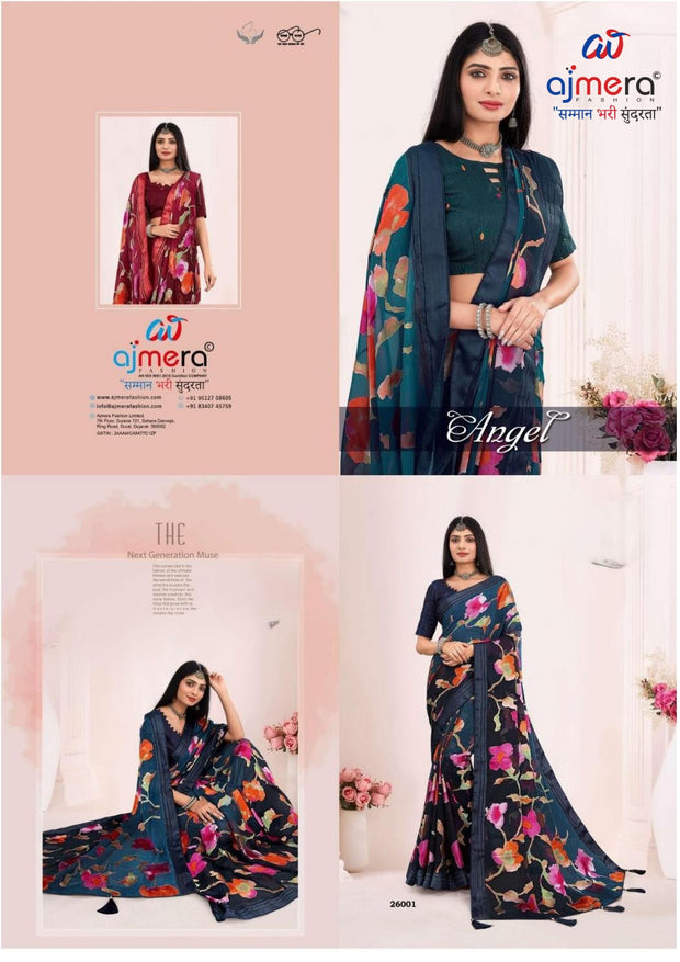 Premium Printed Saree with Matching Blouse Piece for Ethnic Elegance  | RDD-ANGEL
