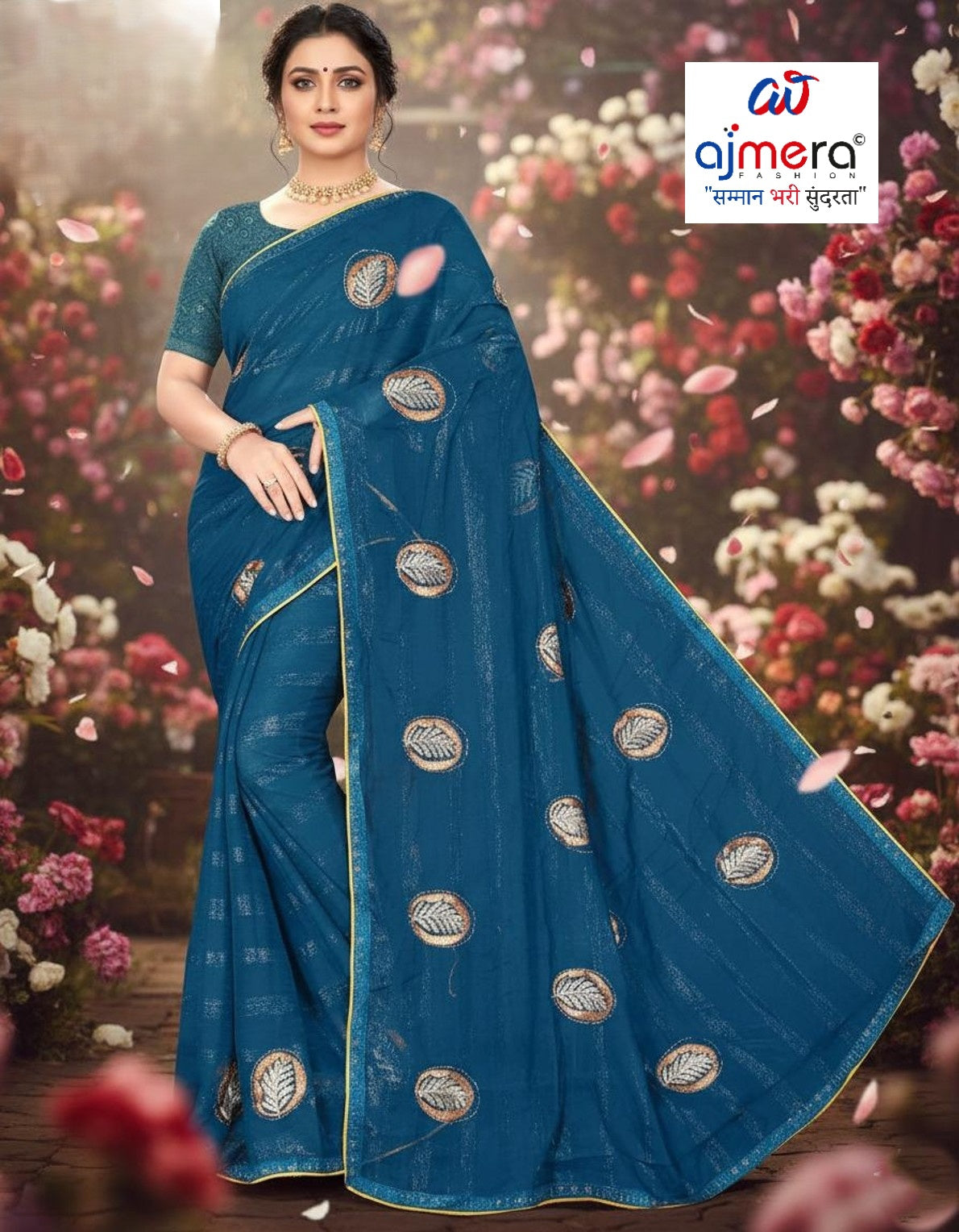 Printed Dyed Matching Saree with Blouse Piece for Premium Ethnic and Traditional Wear | VKM-ONE TIME