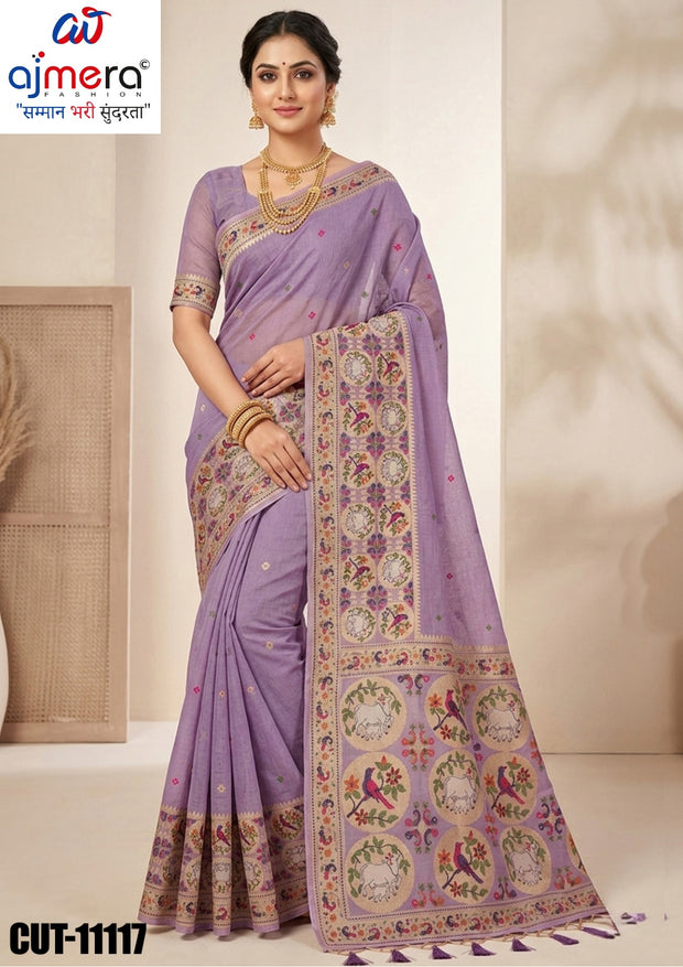 Designer Jacquard Silk Saree with Blouse Piece for Traditional Occasions | CUT-11117