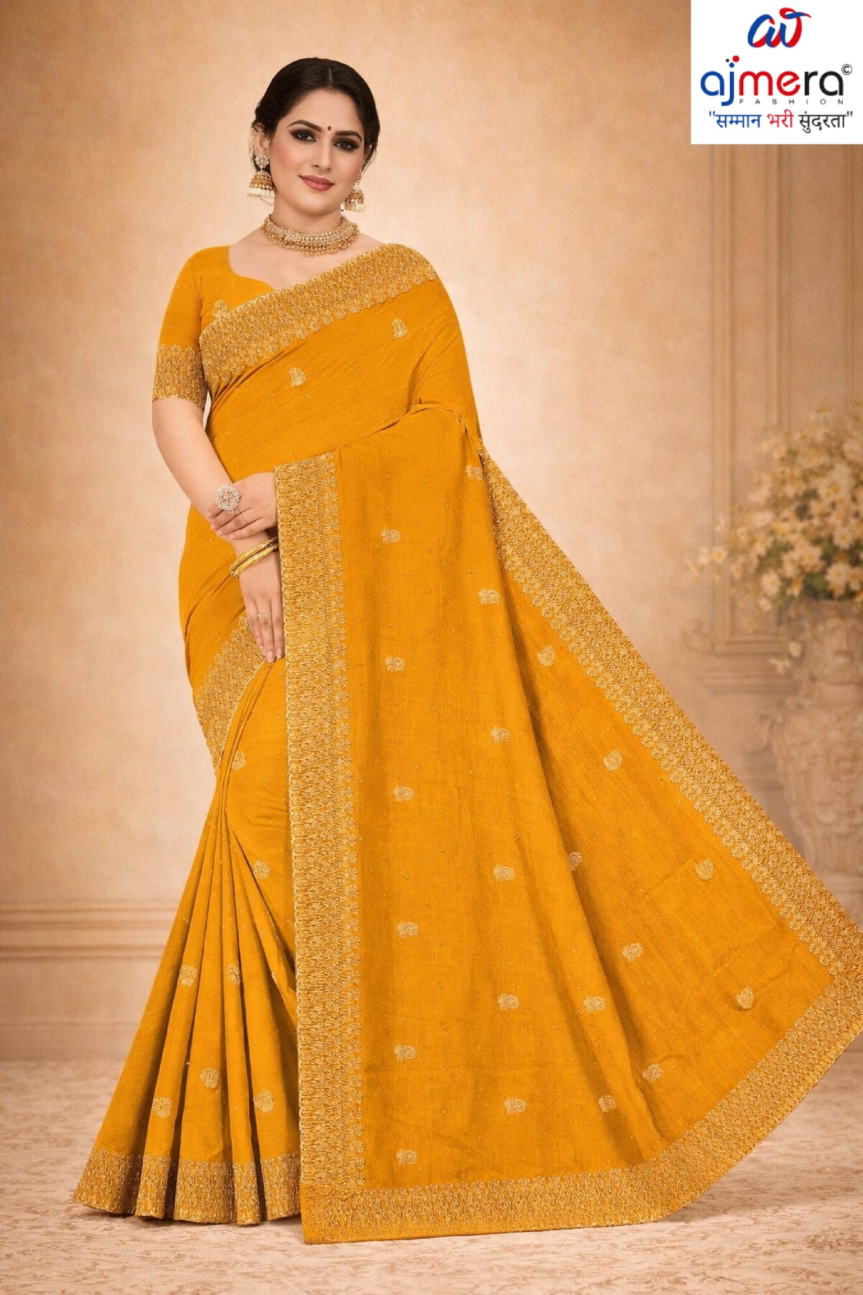Party Wear Rapier Silk Matching Saree With Blouse Piece | VKM-KHAMAN DHOKLA
