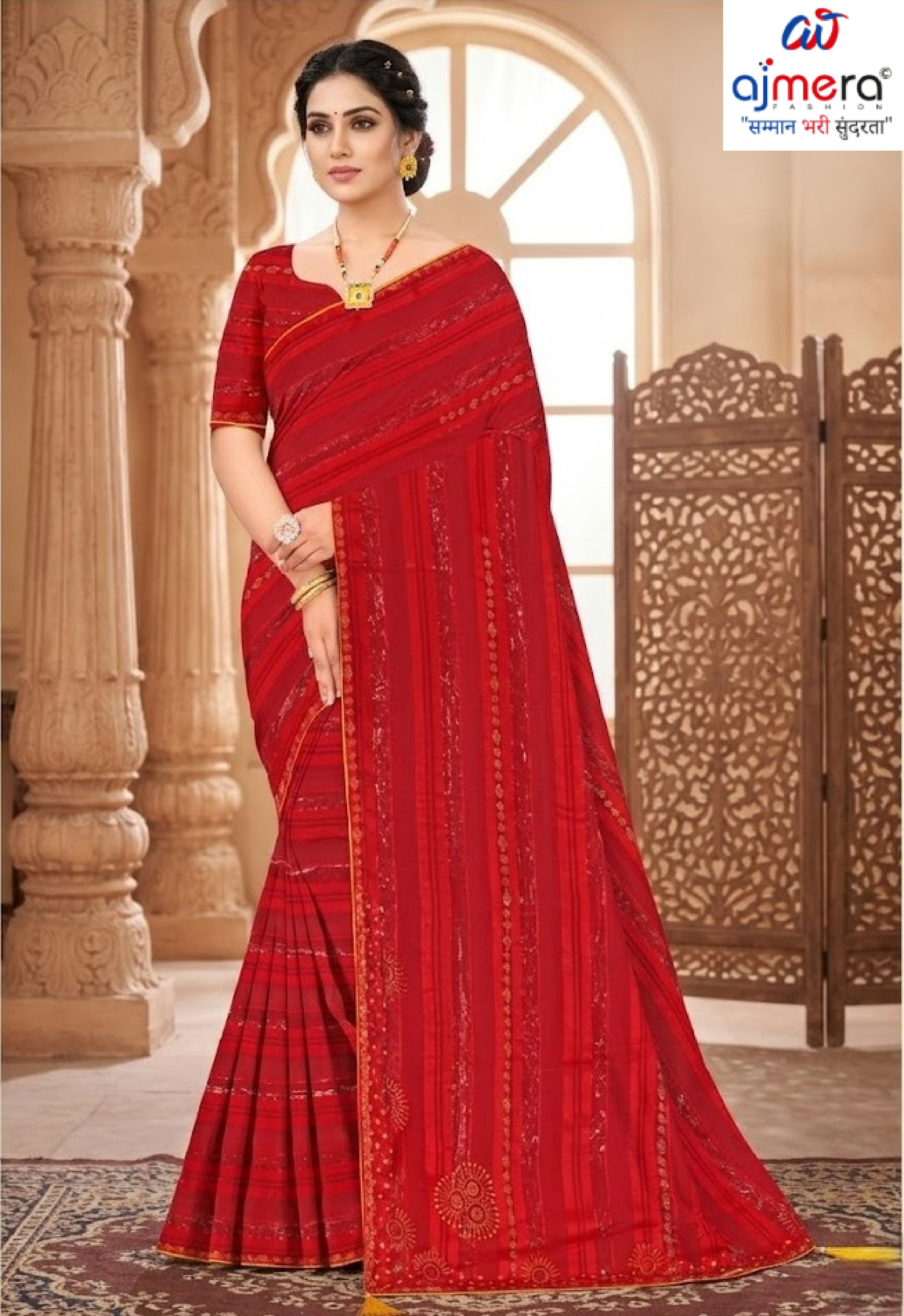 Trendy Dyed Matching Saree with Blouse Piece for Premium Ethnic and Traditional Wear | TIK-BAJIRAO