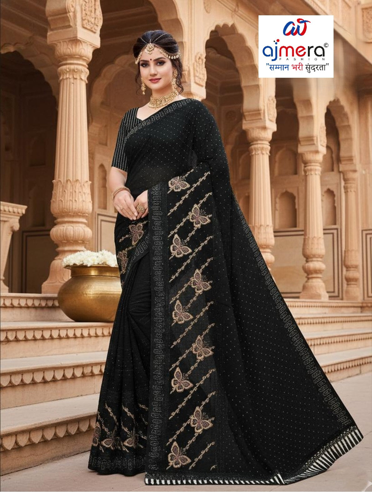 Soft Lycra Matching Saree with Blouse Piece for Premium Ethnic and Traditional Wear | VKM-KACHE DHAGE