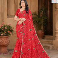 Georgette Print Loose Saree with Blouse for Premium Ethnic and Traditional Wear | JS-ANJALI-2